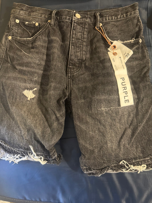 Black Purple Jean Shorts