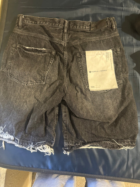 Black Purple Jean Shorts